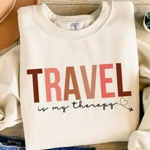 Travel Is My Therapy Sweatshirt Shirt, 2024 Travel Crewneck, Traveler Gift, Travel Hoodie, Vacation Sweater, Gift For Travel Lover