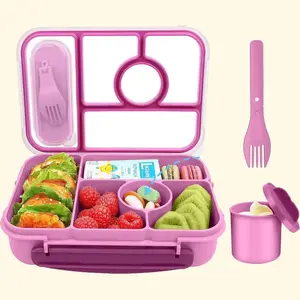 Lunch Box for Kids, Bento Box Adult Lunch Box, Lunch Containers for Adults/Kids/Toddler,5 Compartments Bento Lunch Box with Sauce Containers, Microwave & Dishwasher & Freezer Safe