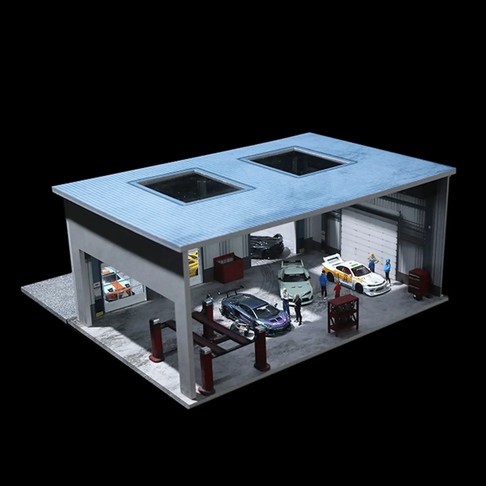 Diorama 1/64 Hot Wheel Display Case - 1/64 Scale Model Car Display Case, 1:64 Diorama Garage Scene for Storage Organize Show Off Display