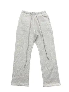 Men's SS22 Uncuffed Relaxed Fit Light Grey Sweatpants - Casual Comfy Drawstring, Streetwear Clothing, Cozy Multi-Size Men's Pants for Everyday Wear Oversized