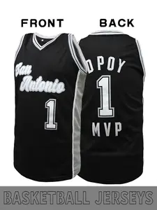 San Antonio #1 basketball jersey, Special Edition Jersey, Vintage basketball jersey, DPOY+MVP embroidered top made of breathable polyester fabric, retro style, commemorative and collectible