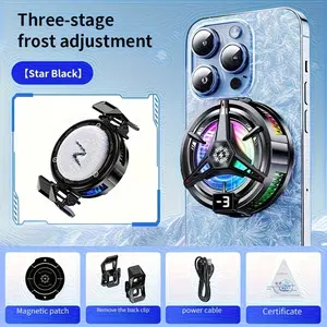 Phone Semiconductor Cooler, Cellphone Cooling, Fast Cooling Phone Refrigerator, Dual Magnetic Back Clip, Compatible with Various Devices, Three Adjustable Settings