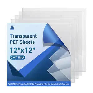 5 Pack 12"x12" x0.04" Clear PET/Plexiglass Sheet,  Transparent Flexible Plastic Sheet 12x12, Clear Plastic Sheet for Crafts, Picture Frames, Painting, Sign Blank