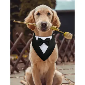 Dog Tuxedo Set, Formal Dog Wedding Bandana & Bow Tie, Adjustable Pet Party Suit, Perfect for Small/medium/large Dogs, Ideal Gift for Special Occasions