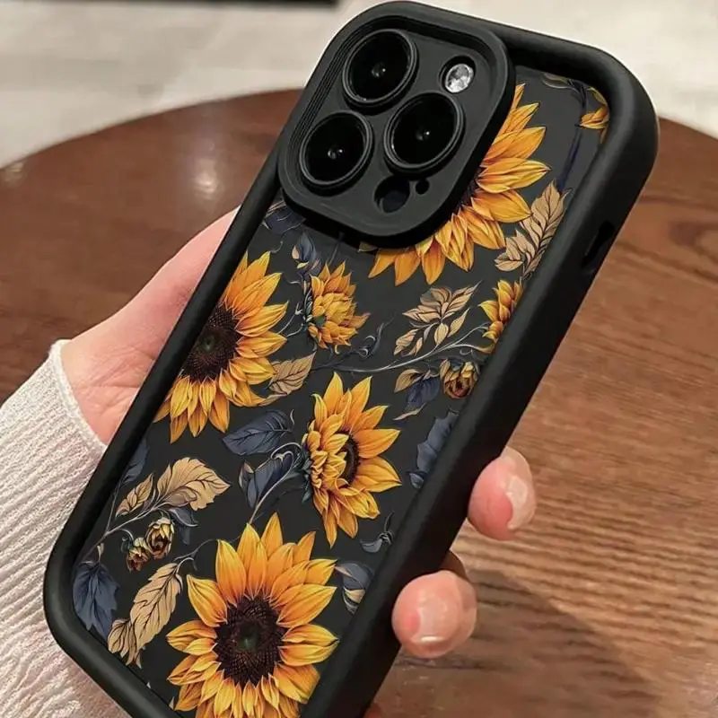 Sunflower Design Phone Case - All-Inclusive Shockproof Casing with Drop Protection, Mobile Phone Accessories for iPhone 11 12 13 14 15 Series, Smartphone