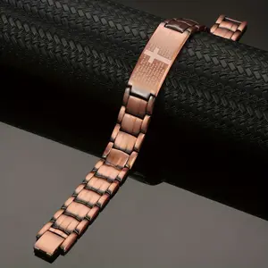 Men's Adjustable Pure Copper Magnetic Bracelet with Strong Magnet & Cross Suitable for Christmas Gifts, Magnetic Included for Easy Adjustment, Durable Suitable for Daily Wear, Religious Gifts, Year-Round for Seasons