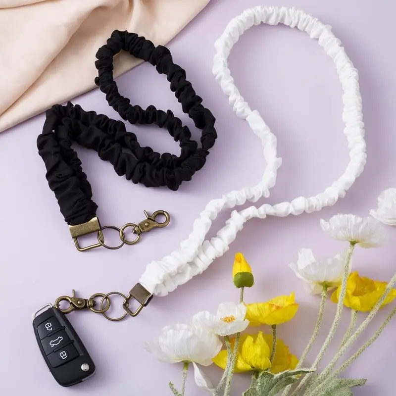 Scrunchie Shape Lanyard for ID Badges & Keys - Retractable Female Wear Keychain Holder with Buckle, Stretchy Office Accessory for Women, Lanyards For Id Badges Retractable, Office Use, Name Tag Lanyards, Everyday Carry