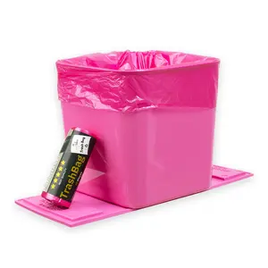 Haussimple Pink Car Trash Can with Stability Flaps Magic Strips & Free Trash Bag Roll Liners Compact Design for Car Organization