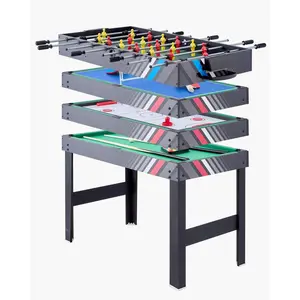 【Summervibes】48" Air Hockey Table 4-in-1 Combo Game Table Hockey Foosball Ping Pong Billiard