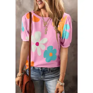 Macy Flower Print Bubble Sleeve Tee