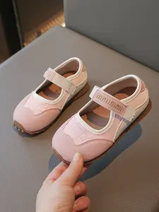 Colorblock Mary Jane Shoes, Velcro Anti-Slip Soft Sole Flats, Sweet Casual Single Shoe for Girls, Comfortable and Stylish