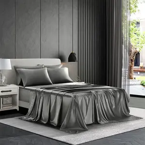 6 Piece Bedding Sheet Set King Grey Deep 1800 Series Luxury Rich Silk Soft Color 4 Pillowcases Reversible Sexy Honeymoon Wrinkle Free (King,Grey)