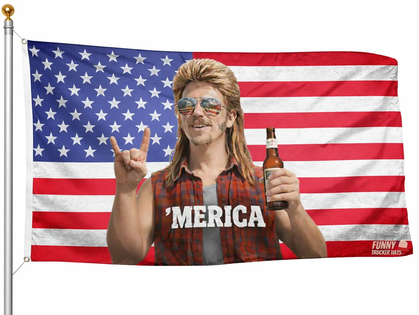 ’MERICA Mullet Man American Flag – Funny Patriotic Truck, Garage & Mud Muddin Flag – Perfect Gift Freedom Lovers Funny Flag tapestry banners mens