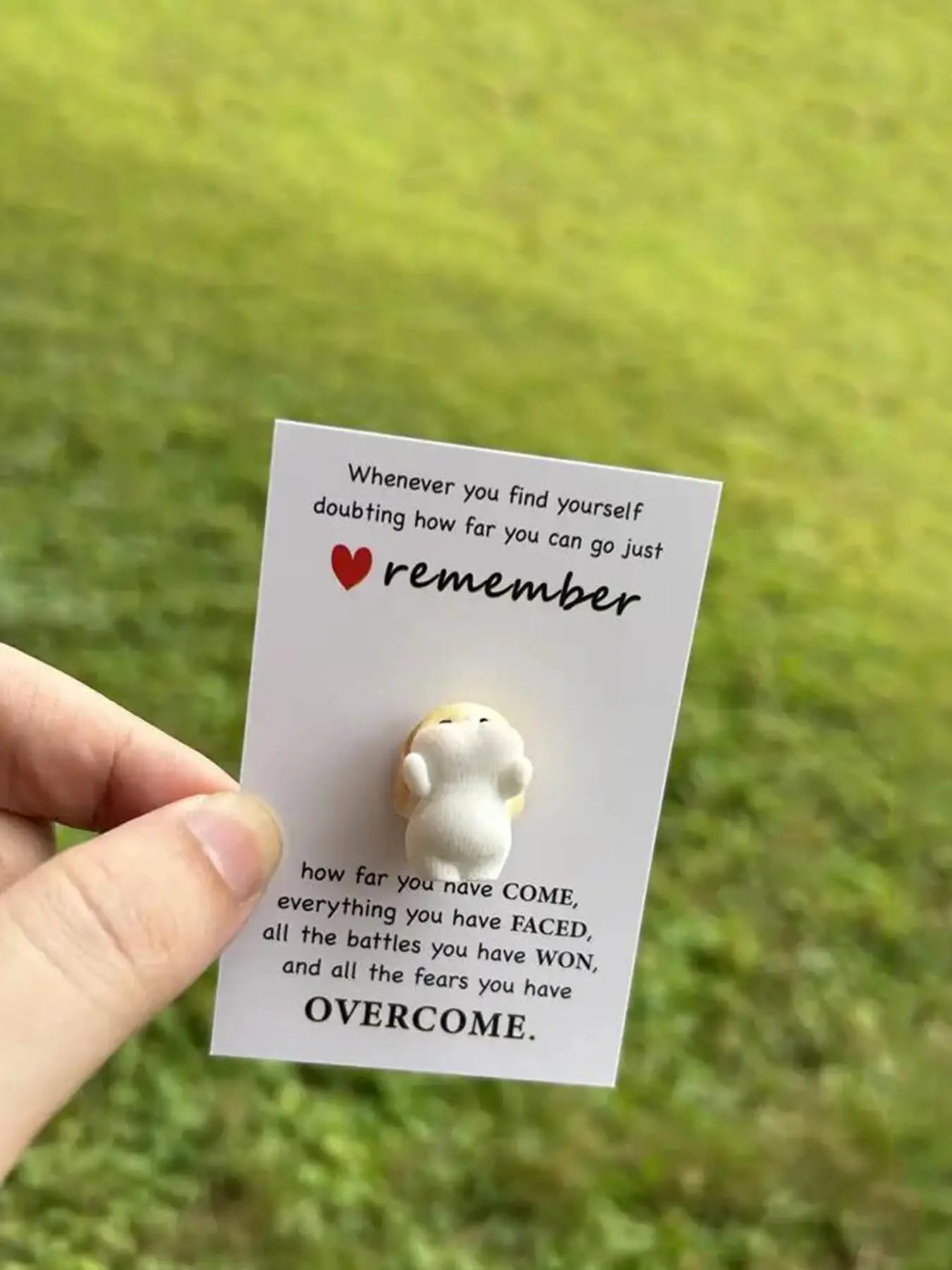 Cute Rabbit Design Resin Ornament with Encouragement Greeting Card, 2024 New Style Fashionable Jewelry Making Accessories for Women & Girls, Holiday G