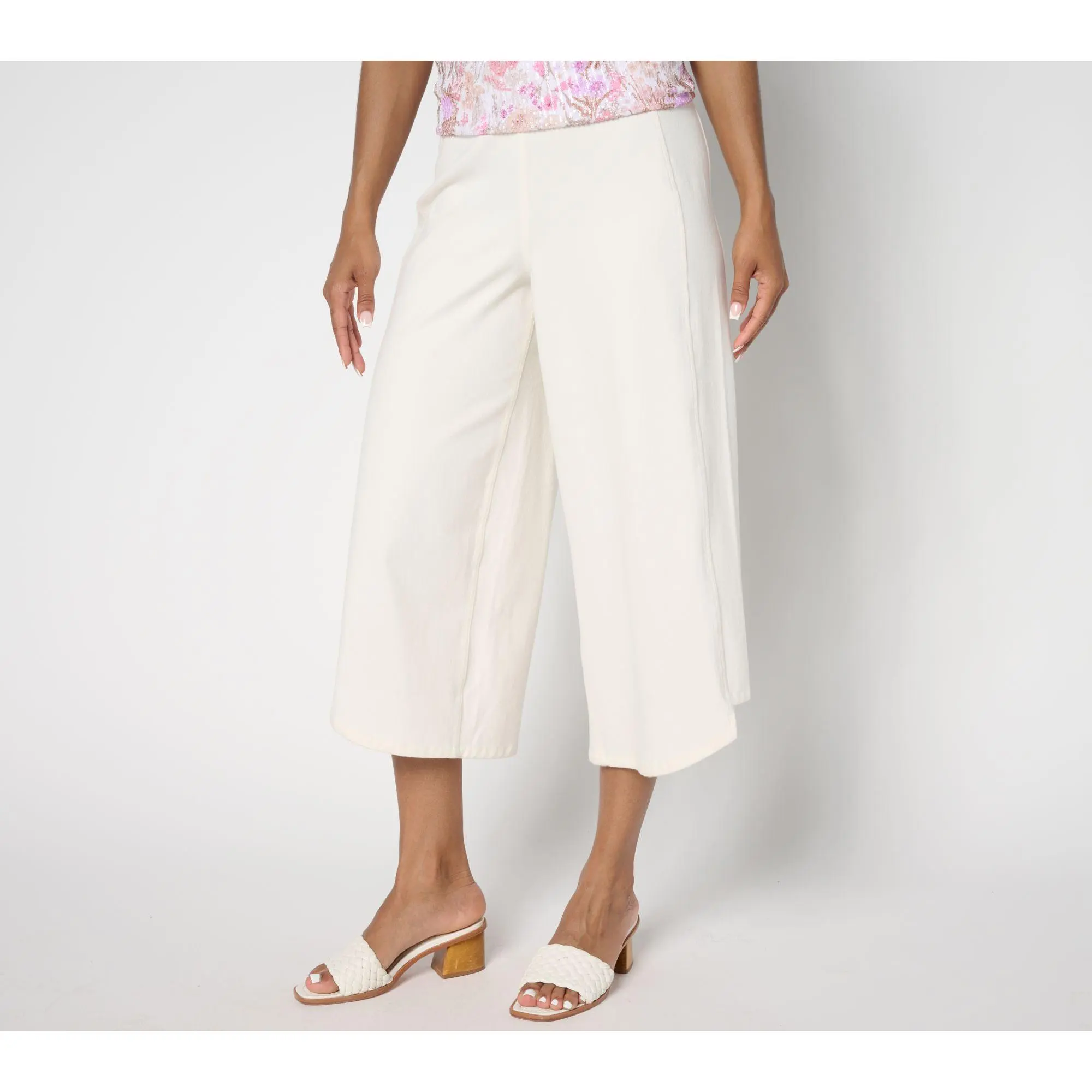 Susan Graver Regular Cool Touch Knit Denim Culotte