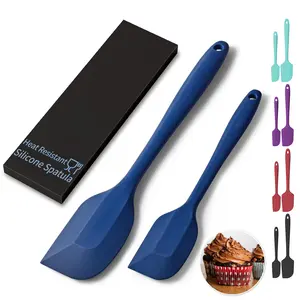 Silicone Scraper Set 2 Pieces, High Heat Resistant Kitchen Utensils for Baking Cooking Mixing, Dishwasher Safe, Comfortable Handle Design