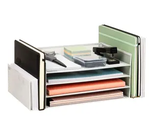 Mind Reader Desktop Organizer, File Storage, Paper Tray, White