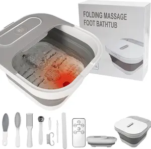 Collapsible Foot  Bath with Heat and Massage Rollers, Bubble, Foot Pedicure Kit, Temperature Control, Red Light, Pedicure Foot , Foot Bath