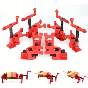 Heavy Duty Cast Iron Pipe Clamps for Woodworking - Ergonomic Red Handle, Quick Grip, Durable Steel Edge Clamps for 1/2" and 3/4" Threaded Pipes, Great for Woodworking and Furniture Assembly, Secure Wood Positioning | Durable Steel Construction