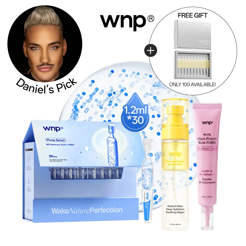 [Daniel’s Pick] Glass Skin Dewy Set | WNP Plump Serum+Diamond Glow Serum Mist+WNP Glo Boost Cream