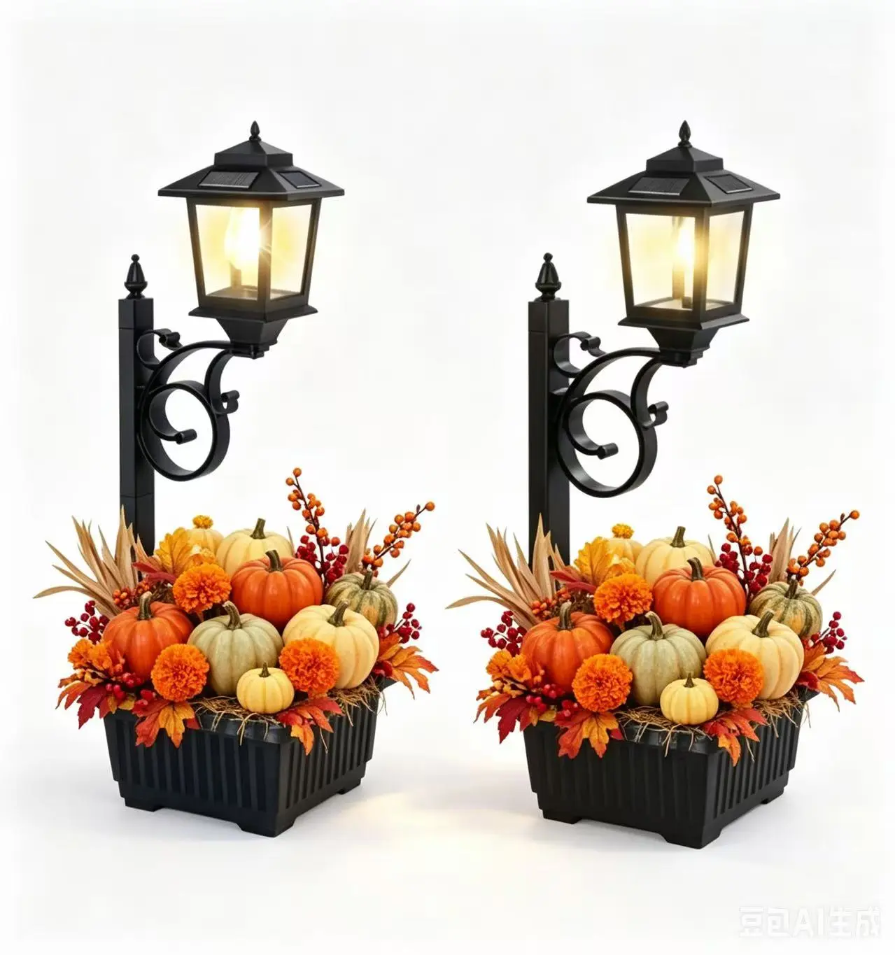 Hoodink 1/2 Pcs Solar Post Light With Planter, Room Decor For Easter Wedding Decorations, Black Post Light, 2 In 1 Outdoor Solar Post Light For Porch Front Door Patio Roadside Decoration,dorm essentials,home decor,home essentials,camping essentials
