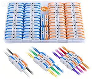 Multi-Purpose Electrical Wire Connectors Kit 50Pcs Quick Lever Wire Connectors with Wire Stripper for Household, Industrial & Automotive Wiring Repair