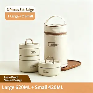 304 Stainless Steel Insulated Lunch Box, Stackable Bento Box with Insulated Bag, Leakproof Thermal Food Container for Office Workers & Students, Microwave Safe, Portable Lunch Container for School Canteen, Work, Picnic, Keep Food Warm/Cold