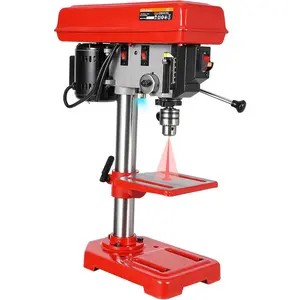 8" Benchtop Drill Press, Laser Ray (Class II Max. 1mW), Tabletop Drilling Machine with 5 Adjustable Speeds (620 to 3100 RPM), 0-45°Tilting Worktable with LED Light (1W), for Wood or Metal