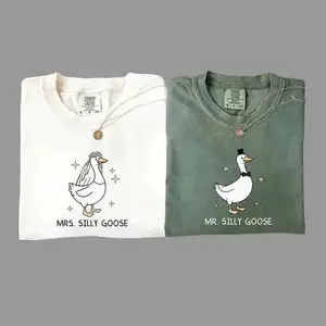 Comfort Colors Silly Goose Couple T-Shirtst, Married Couple Matching Shirt, Bride To Be Funny Goose Lover Shirt, Wedding Gift - DarkFlex