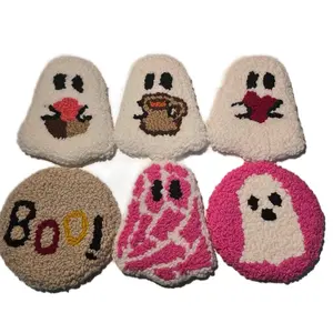 Halloween Coasters - Mug Rug Coasters with Ghost and Spooky Season Design - Tableware