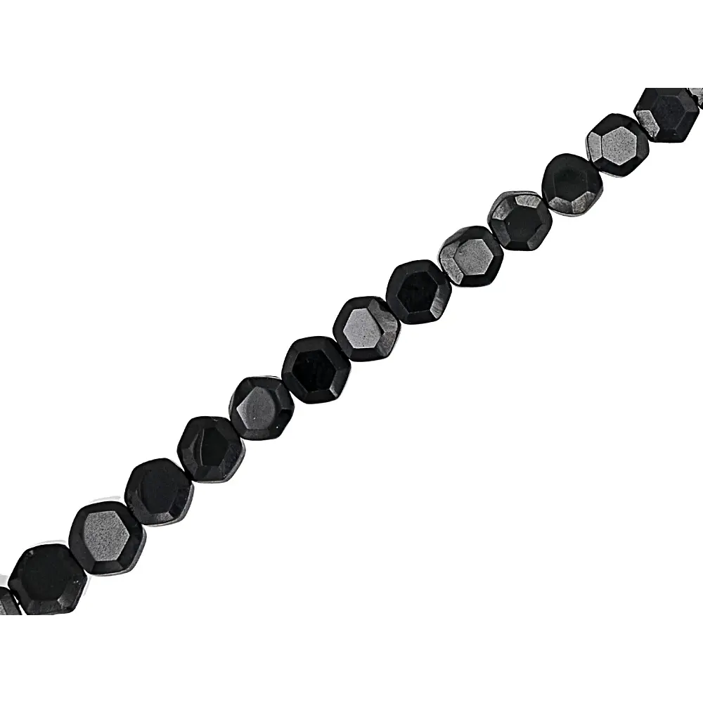 JTV Black Spinel 7-8mm Faceted Hexagon Bead Strand Approximately 16" in Length