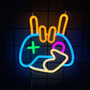 USB Powered Game Console LED Neon Sign, Creative Game Controller Design Neon Light, Novelty Lighting for Game Room, Bedroom, Studio, Home Decor