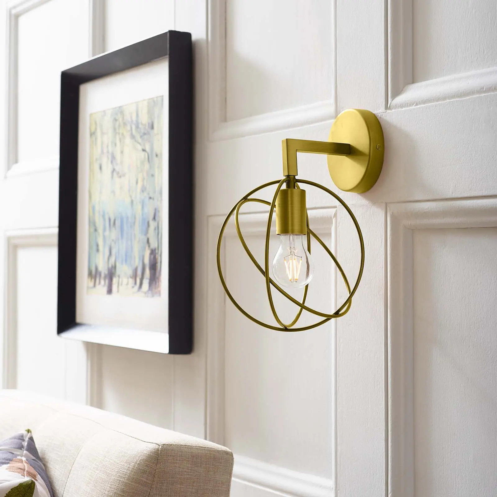 Modway Perimeter Brass Wall Sconce Light Fixture