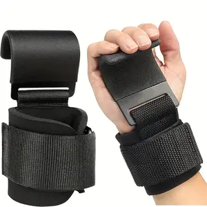 1 Pair Weight Lifting Hooks with Wrist Wraps Deadlift Hooks Wrist Grips, Thick Padded Non-Slip Workout Hook Neoprene Wrist Support Padding Power Hook Grip Gloves for Pull-ups Gym Strength Training Summervibes