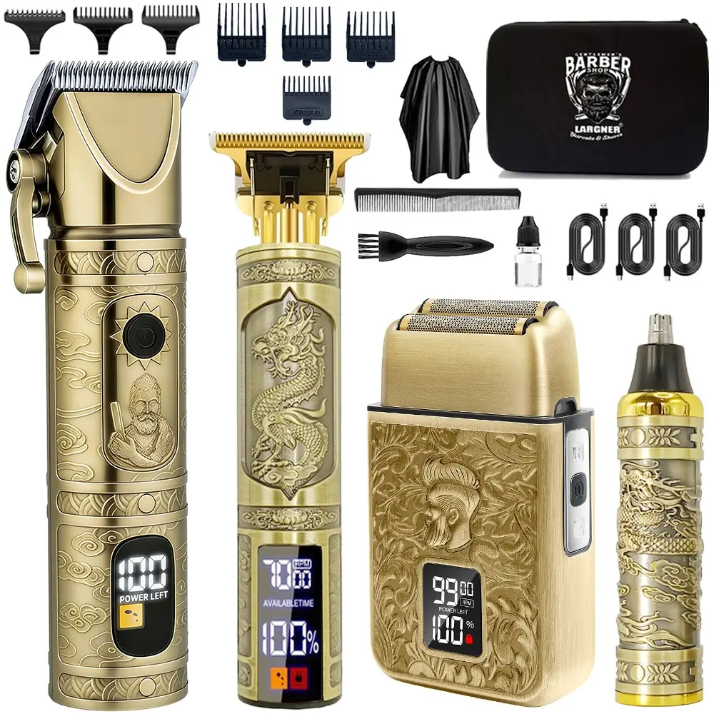 Professional Largner Hair Clippers for Men, Cordless Beard Trimmer Kit, Electric Shaver with LED Display, Cordless Hair Cutting, Ideal for Barbershop Use, Cordless Rechargeable Clippers, Cordless Trimmers Kit