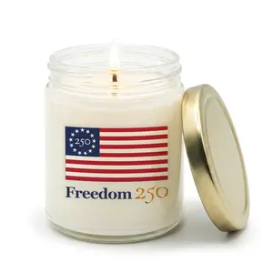 Freedom 250 Premium 9 oz Jar Candle – Officially Licensed Commemorative 250th Anniversary – Soy Wax, Vanilla-Sandalwood-Musk Scent