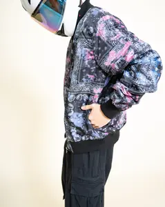 EPTM Tie Dye Bandana Bomber Jacket - Black