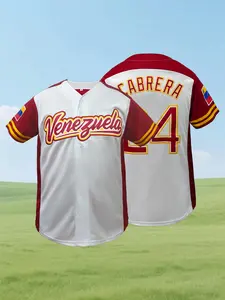 Men's Venezuela #24 Stitched Baseball Jersey, Loose Fit Breathable Embroidered Sports Sweatshirt,All-Season Sports Top for Casual Wear, Outdoor Activities, and Parties, Baseball Shirt, Party Attire, Durable Fabric, Jersey Shirts