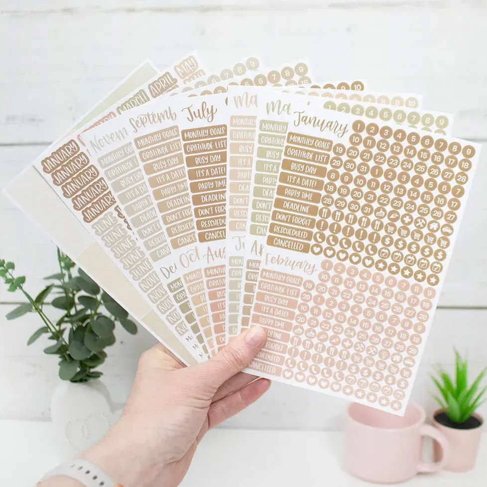 Bloom Planner Stickers Calendar Essentials Pack Aesthetic Boho 1629 Stickers for Scrapbooking Monthly Tasks Customizing Notebook Sticker Kit