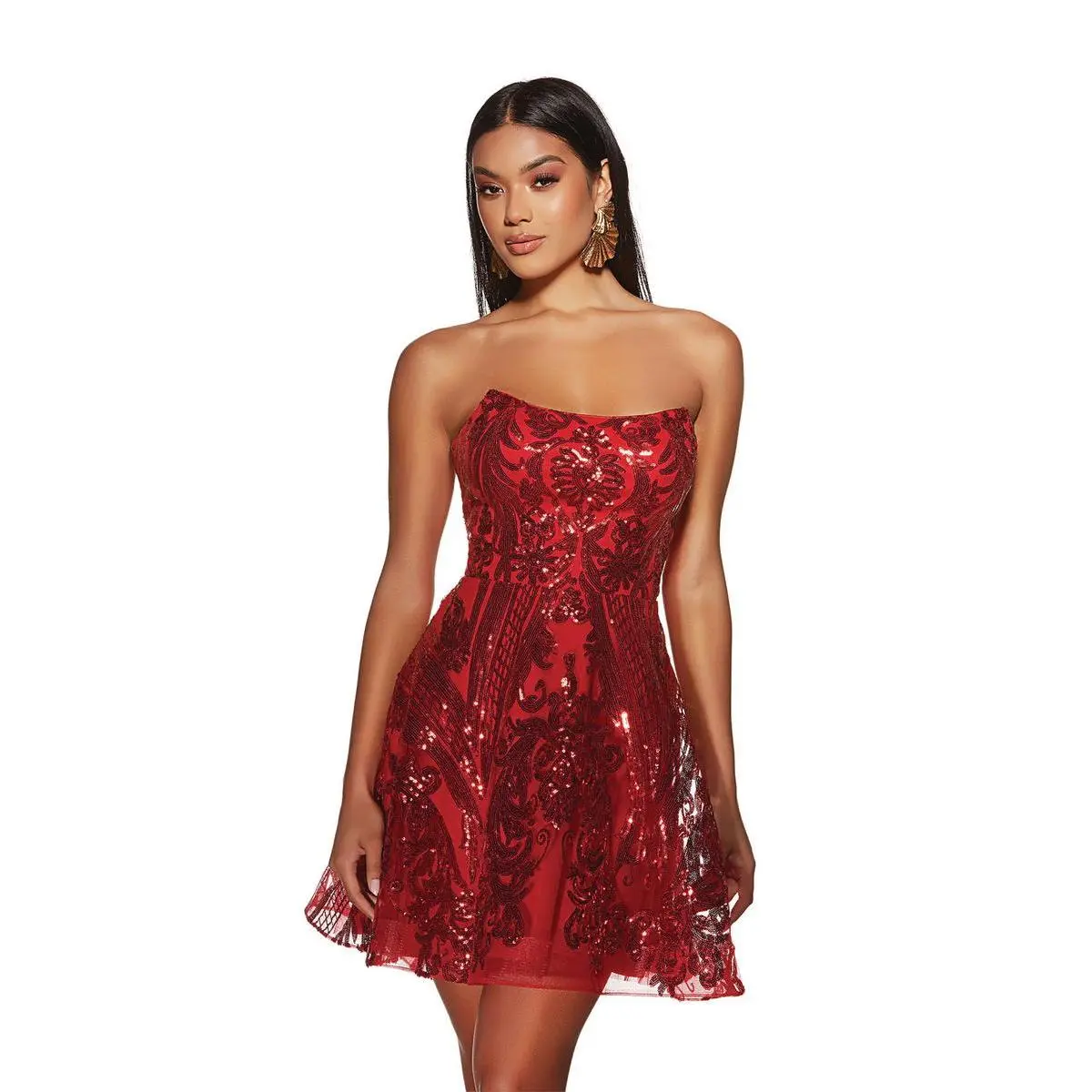 Alyce Paris Strapless Sequin HoCo Dress 3773