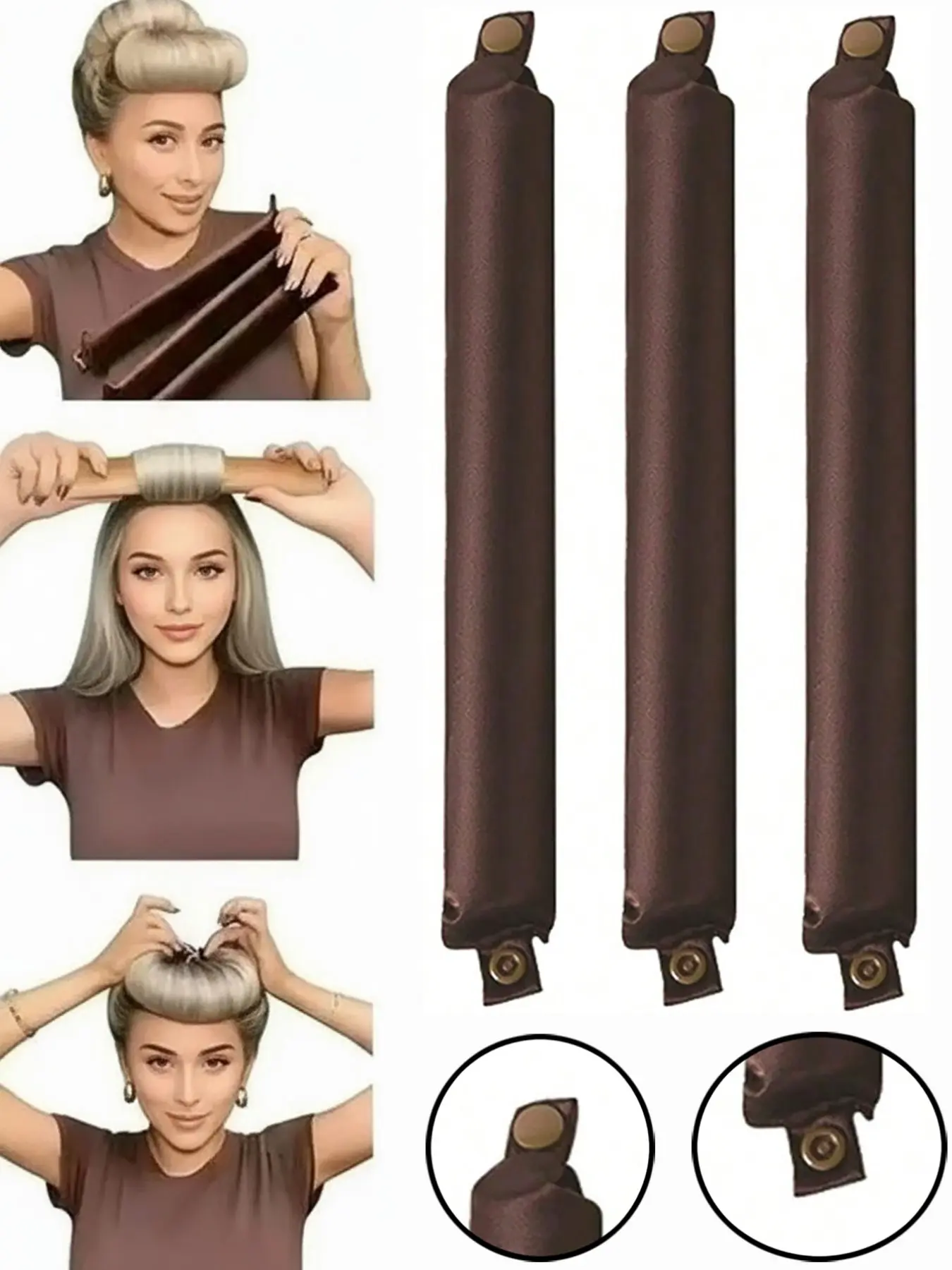 3pcs No Heat Curling Rods, Slouchy Hair Curler, Silk Hair Rollers, Elastic Sleep Headband, Long Hair Soft Curling Tools, Styling Accessories For Home Use, Sleep Hair Curling Device, Suitable For Valentine's Day, Women, Heatless Curls Overnight