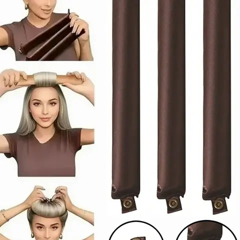 3Pcs Hair Rollers Set, Satin Heatless Curling Set - Hair Rollers, Headband Hair Curlers & Hot Rollers, To Sleep In, Heatless Curls Overnight, High Resilience Rubber Filling, Softer Durable ,Hair Styling Tools