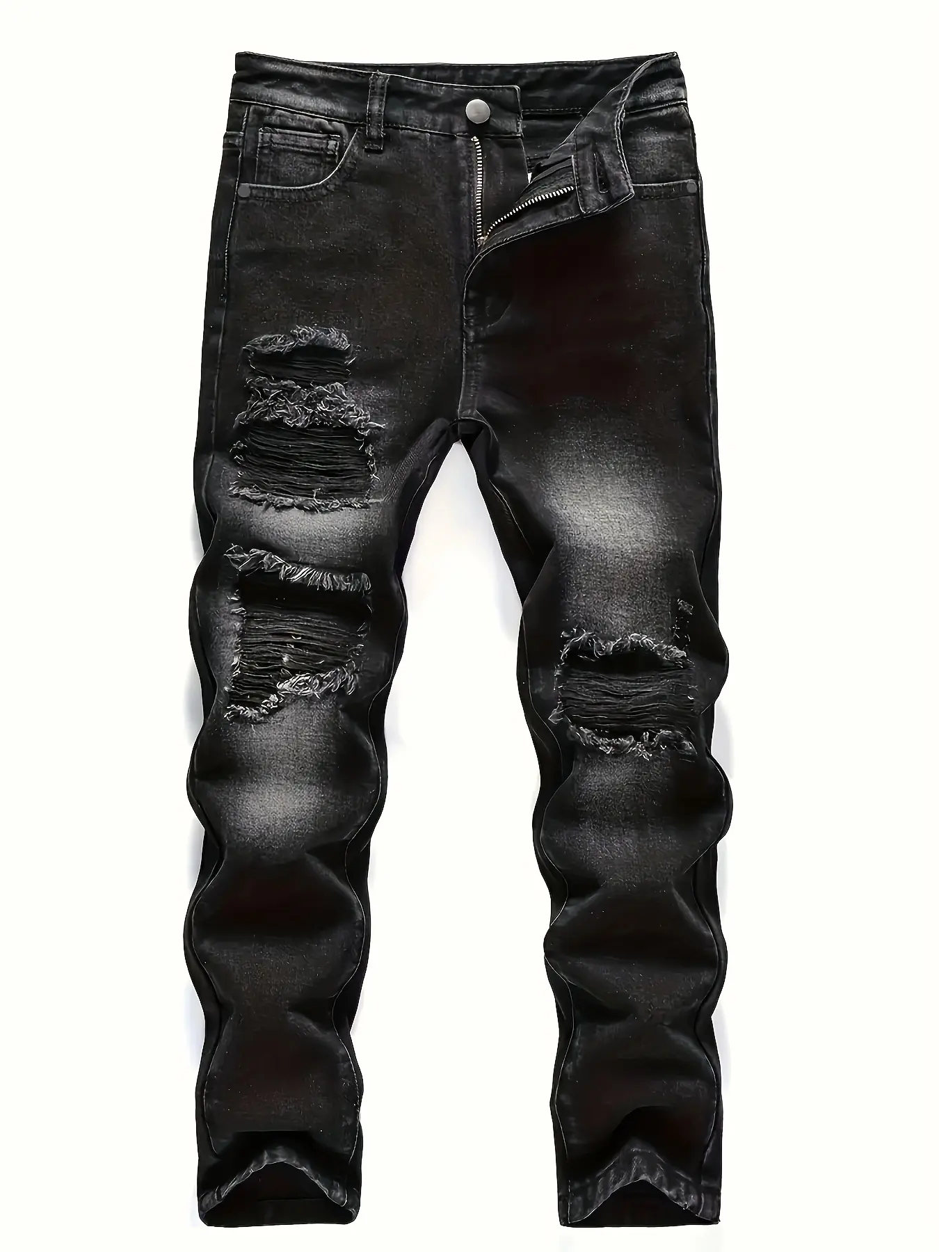 Mister Trend Fashion Men's Casual Ripped Denim Skinny Jeans Streetwear Menswear Denim Trousers for Men Cotton Fabric