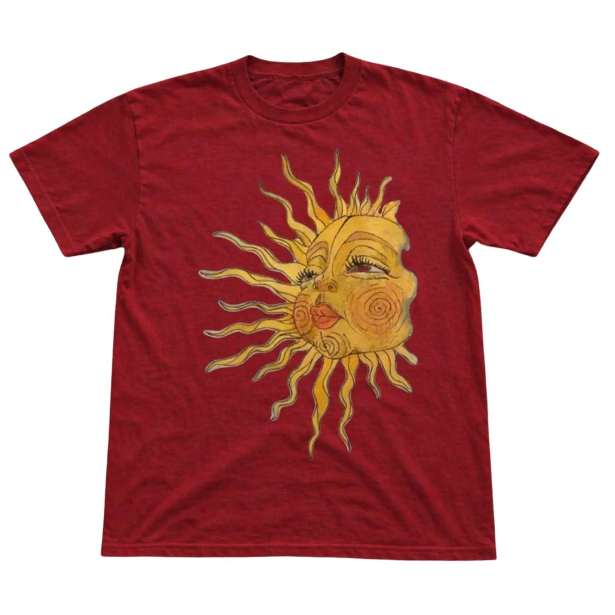 The Vintage Celestial Sun Shirt, Y2K Boho T-Shirt, Whimsical Sun Face Graphic Tee, Gift for Men, Gift for Women, Crew Neck T-shirt, Trending T-shirt