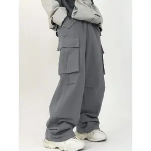 Men's Solid Flap Pocket Drawstring Waist Cargo Pants, Loose Street Fashion Casual Pants for Daily Wear, Men's Trousers for All Seasons