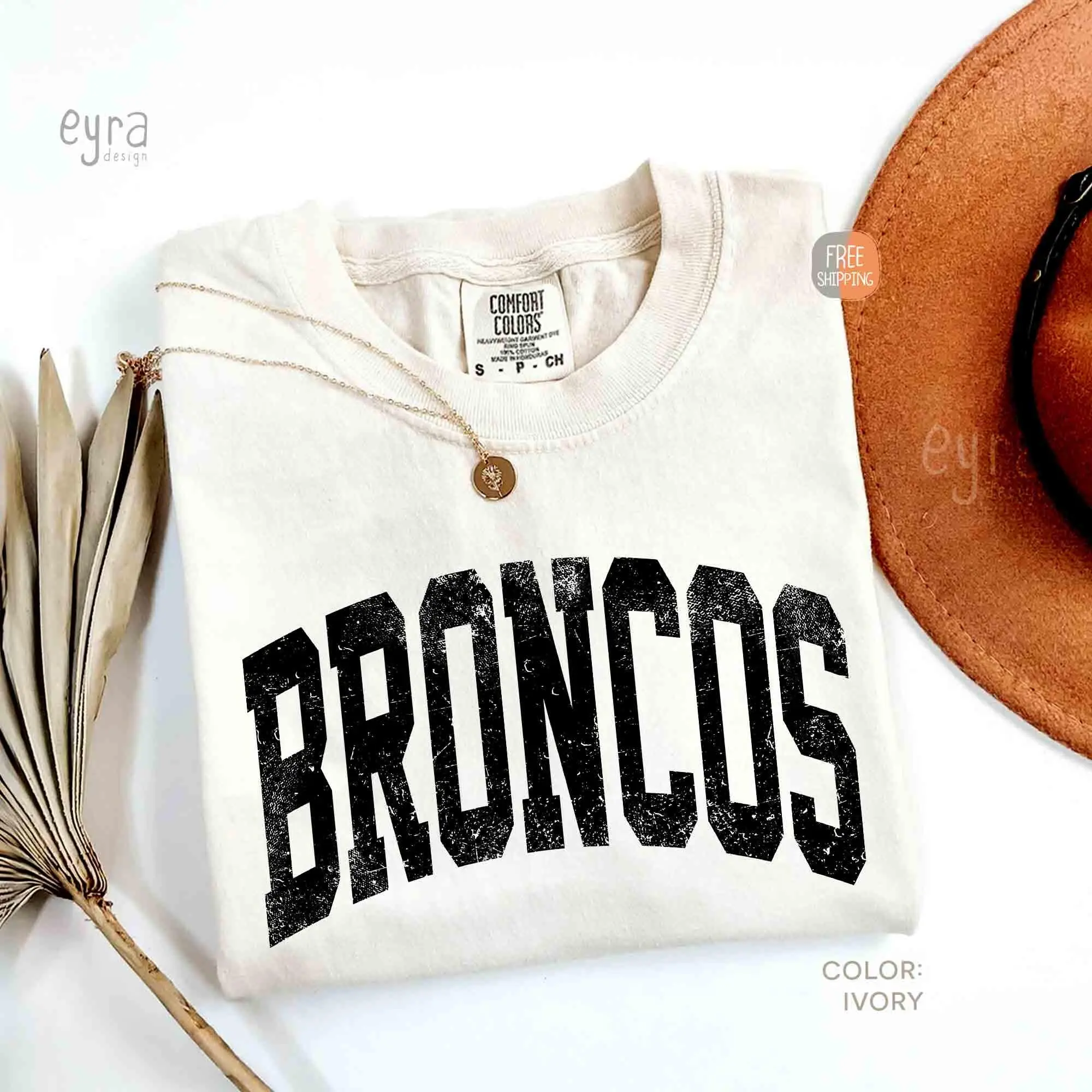Vintage Broncos T-shirt - Comfort Colors Broncos Mascot Shirt, Teacher Sports Shirt, Broncos Game Day, Tailgate Football Tee, College Spirit