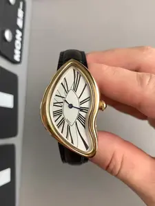 Creative Irregular Shape Watch, Vintage Y2K Design, Quartz Movement, Alloy Case, Mineral Glass, Waterproof 30m, Unique Fashion Accessory, Unconventional Shape