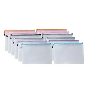 6/12 Pack A4 Mesh Zipper File Bags, Large Capacity Durable Storage Pouches, Ideal for Office Documents, Board Games, School Exams, Office Supplies