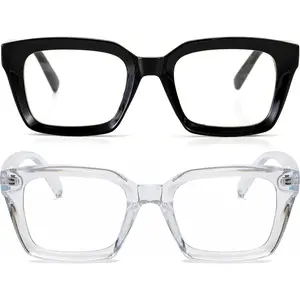 Thick Square Frame Glasses for Women Men Non-prescription Clear Lens Eyeglasses