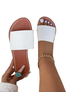 Women's PU Flat Toe Post Bohemian Style Casual Beach Rubber Sandals, Perfect Summer Footwear for Holidays & Relaxation, Boho Sandals